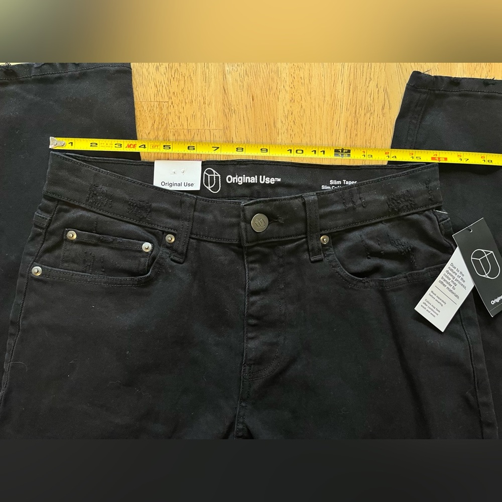 Original Use Jeans Mens 30X30 Black Slim Taper Distressed Stretch Denim NWT - Picture 10 of 12